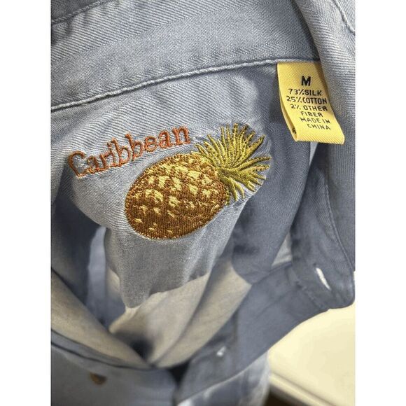 Caribbean Hawaiian Shirt Mens M Floral Button Up Short Sleeve Silk Blend EUC - Picture 4 of 4